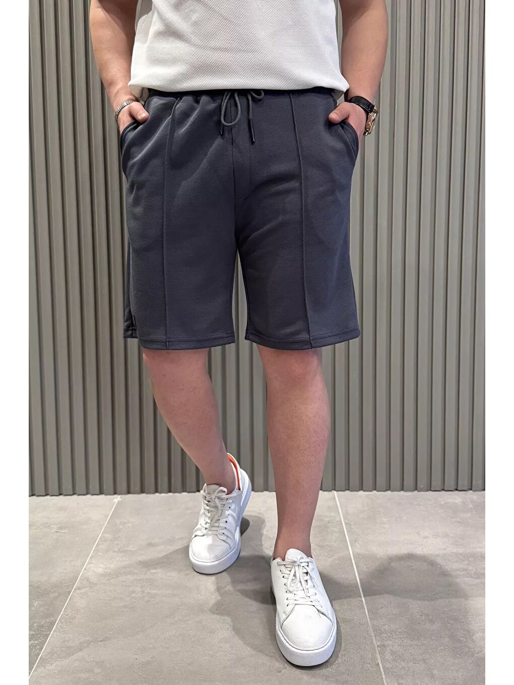 Gri Çimalı Erkek Şort