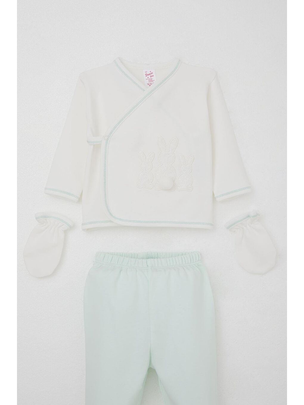 Kız Bebek Hastane Çıkışı 5 Li Ponponlu Tavşancık Nakışlı Ekru (0-3 Ay)-2
