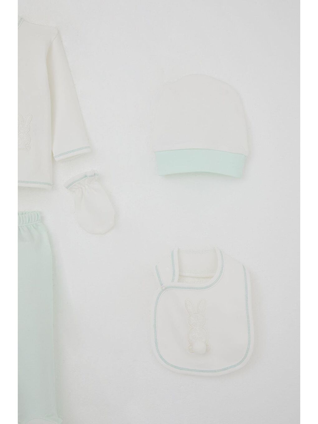 Kız Bebek Hastane Çıkışı 5 Li Ponponlu Tavşancık Nakışlı Ekru (0-3 Ay)-4