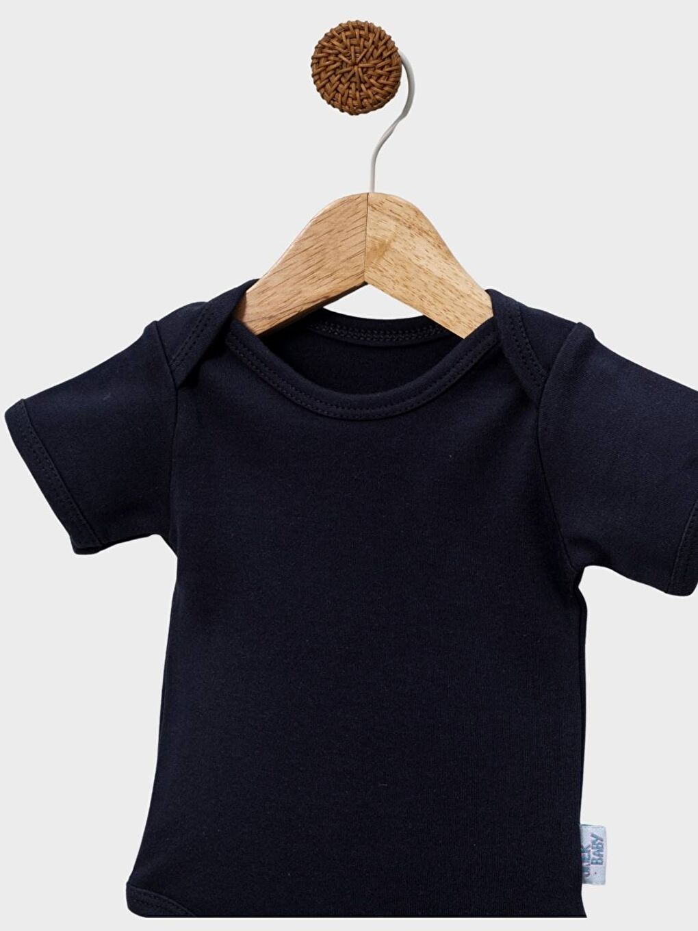 Lacivert 5'li Zıbın Kısa Kollu %100 Pamuk Çıtçıtlı Bebek Body-2