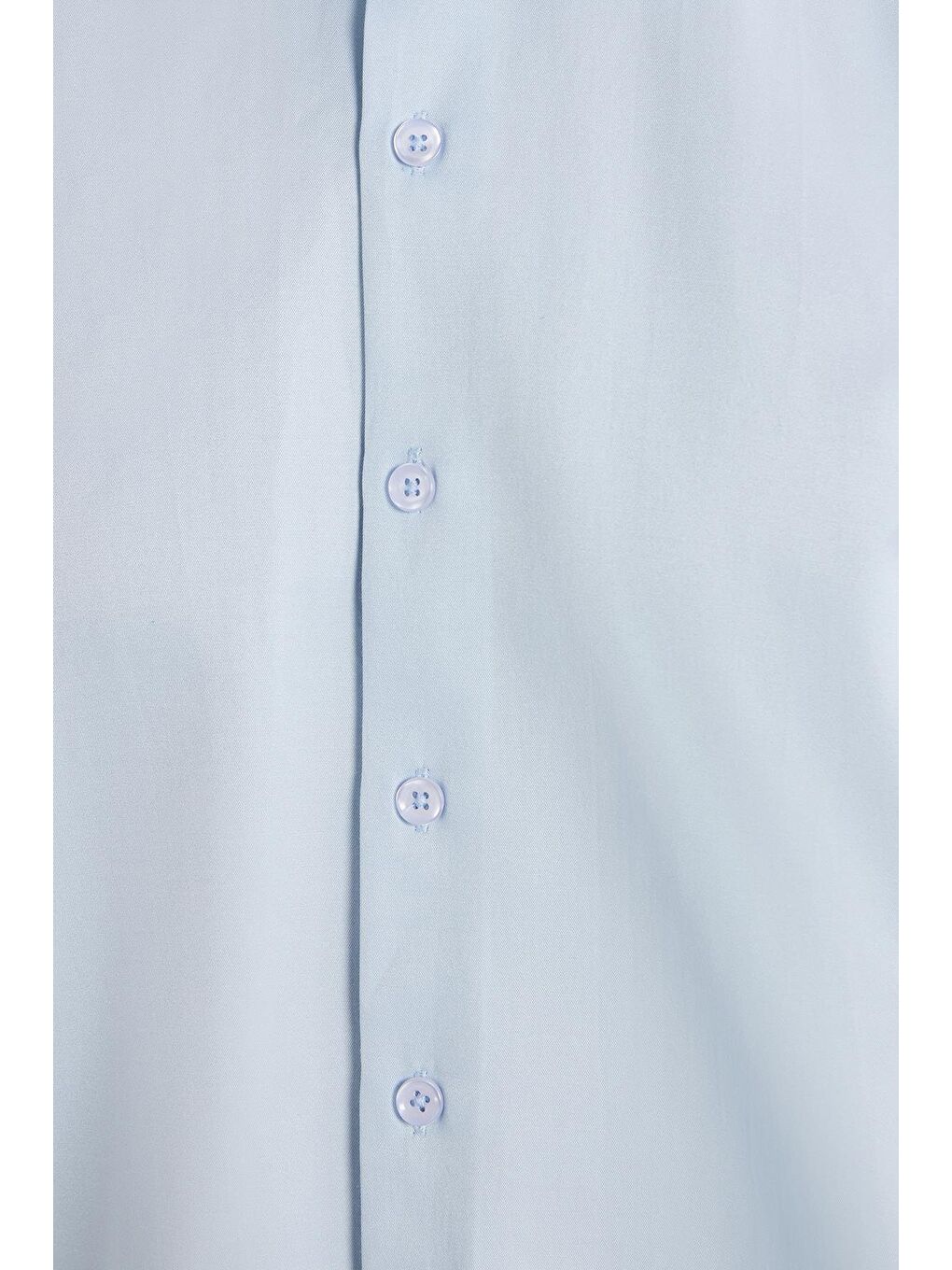 Erkek Regular Fit Klasik Kesim Pamuklu Düz Mavi Gömlek-2