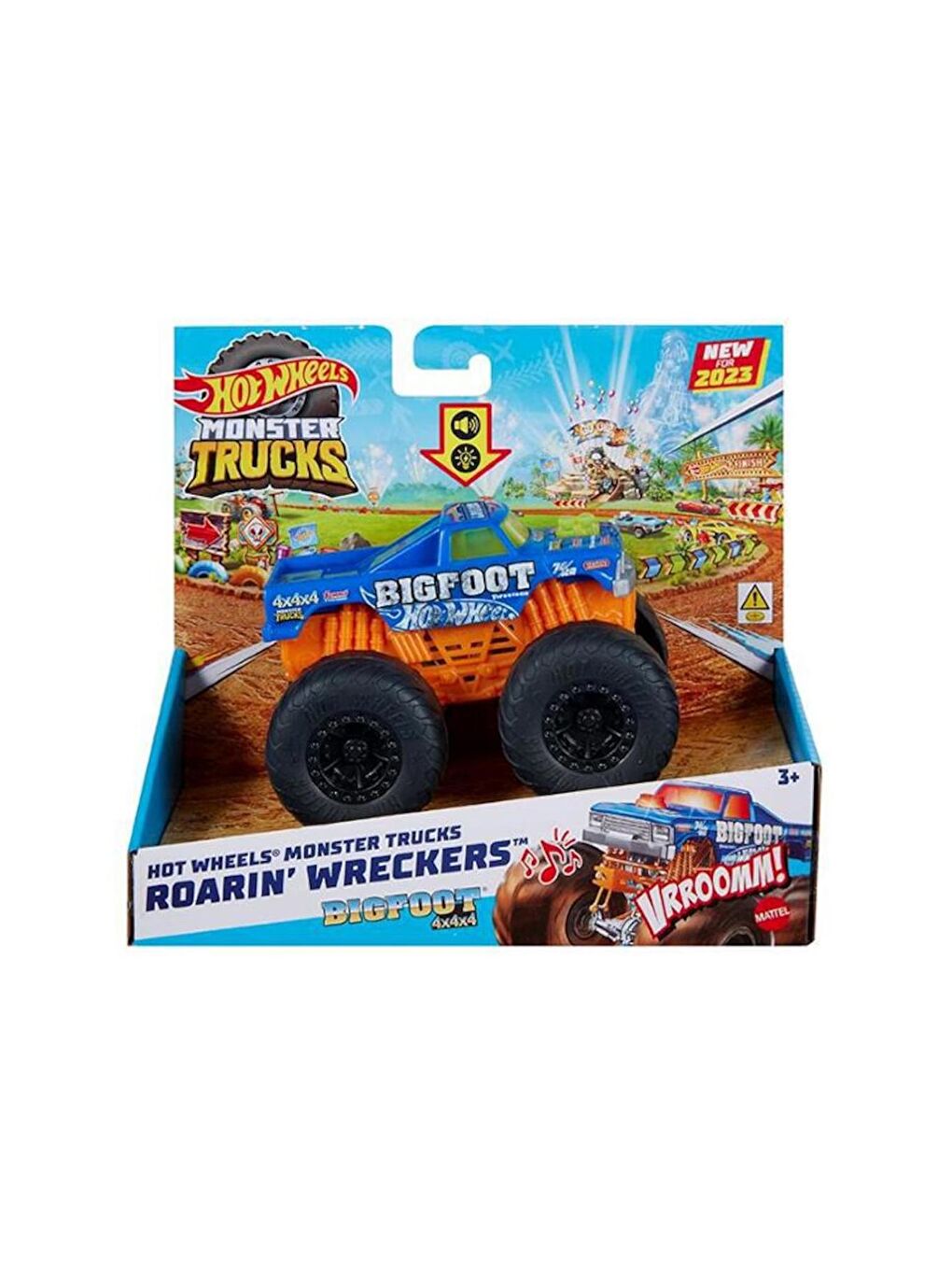 Hot Wheels Beyaz-Renklibaskı Monster Trucks 1:43 Kükreyen Arabalar HMM53