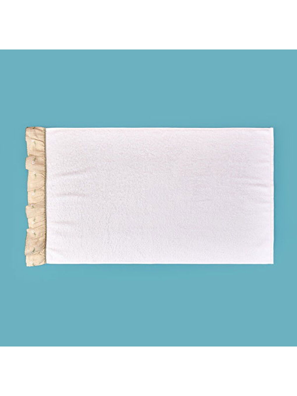 Soft Green Culture Twin Papatya Desenli Yüz Havlusu - Ekru - 50x90 cm-1