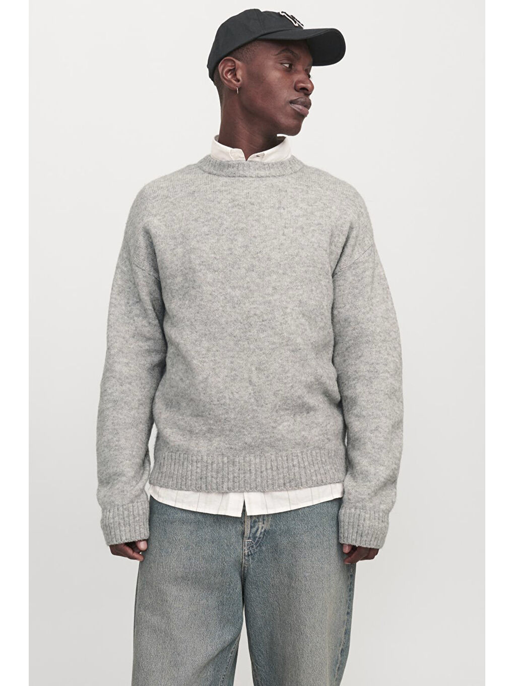 Gri Originals Jorollie Yün Karışımlı Relaxed Fit Bisiklet Yaka Örme Erkek Kazak 12215468