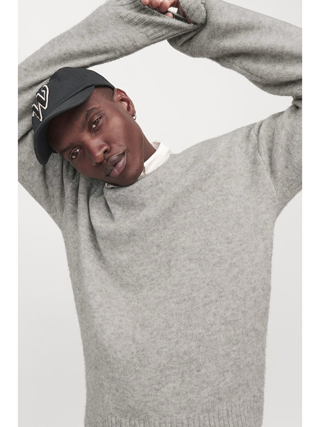 Gri Originals Jorollie Yün Karışımlı Relaxed Fit Bisiklet Yaka Örme Erkek Kazak 12215468-1