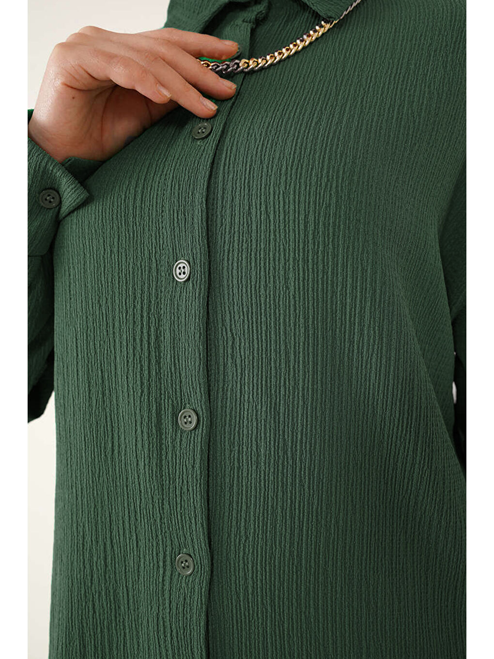 T5858 Örme Tesettür İkili Takım - Zümrüt Yeşili-4