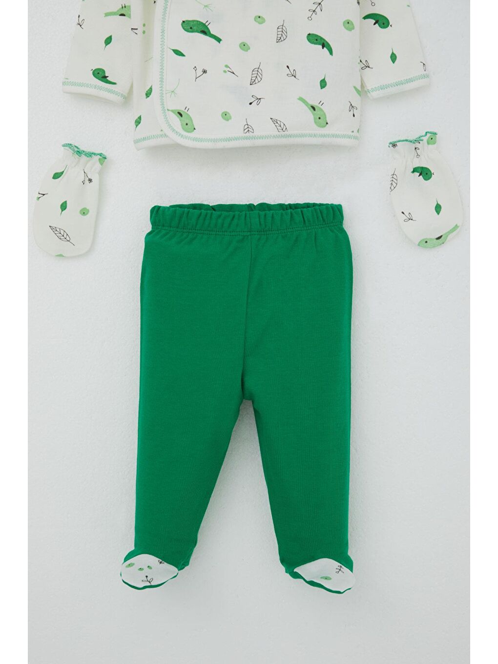 Kız Bebek Hastane Çıkışı 5 Li Bahar Temalı Sevimli Minik Serçe Desenli Ekru (0-3 Ay)-3