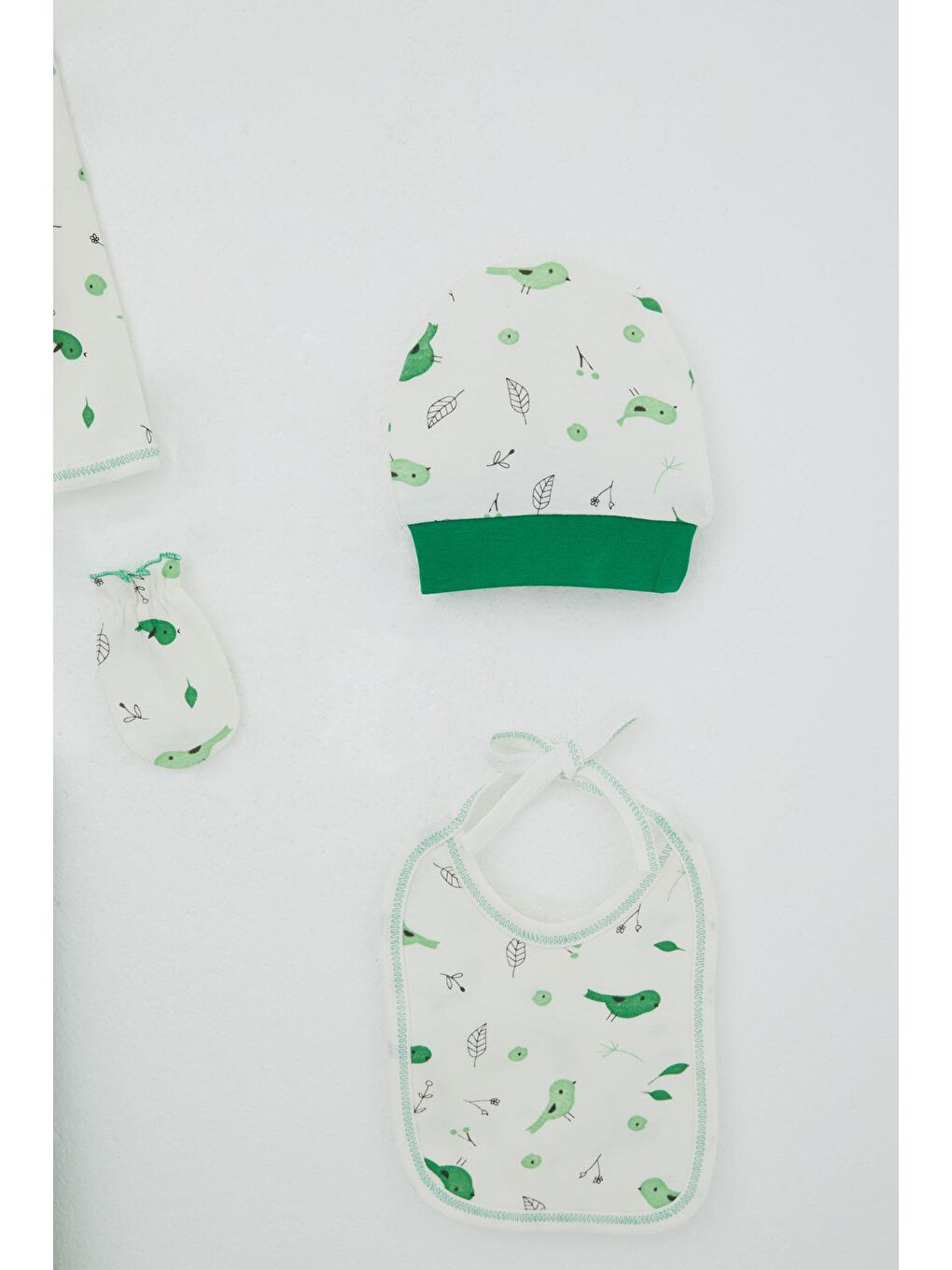 Kız Bebek Hastane Çıkışı 5 Li Bahar Temalı Sevimli Minik Serçe Desenli Ekru (0-3 Ay)-4