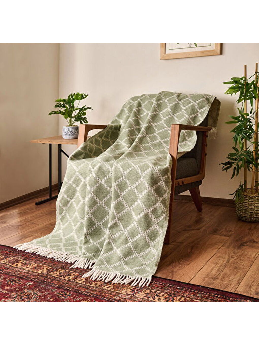 Soft Zivra Pamuklu Tv Battaniyesi - Yeşil - 130x170 cm