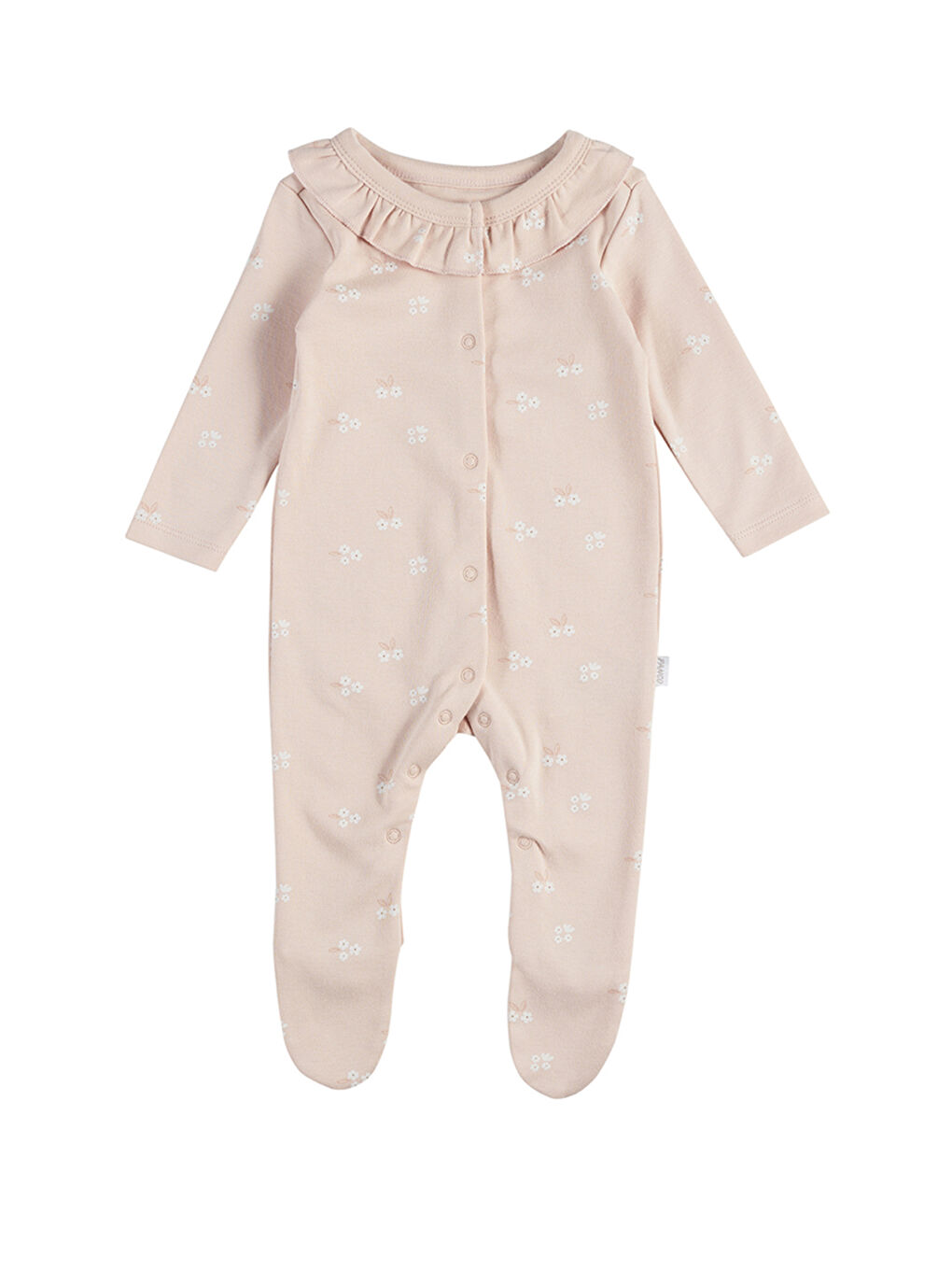 Pembe Kız Çocuk Çiçek Desenli Patikli Tulum