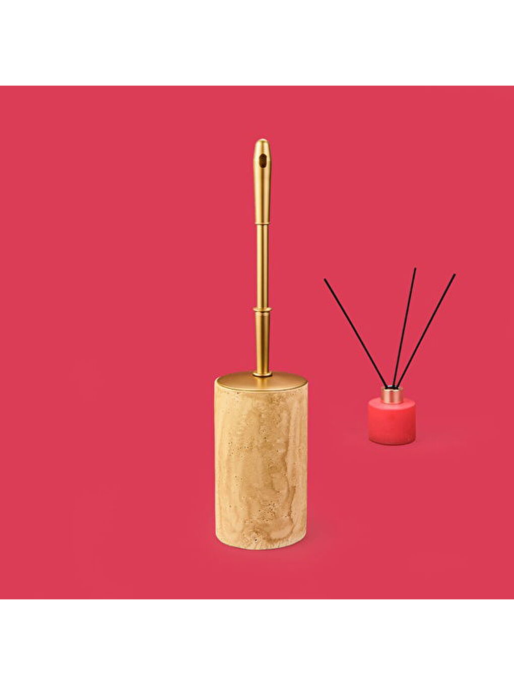 Bath Traverten Görünümlü Tuvalet Fırçası - Bej-1
