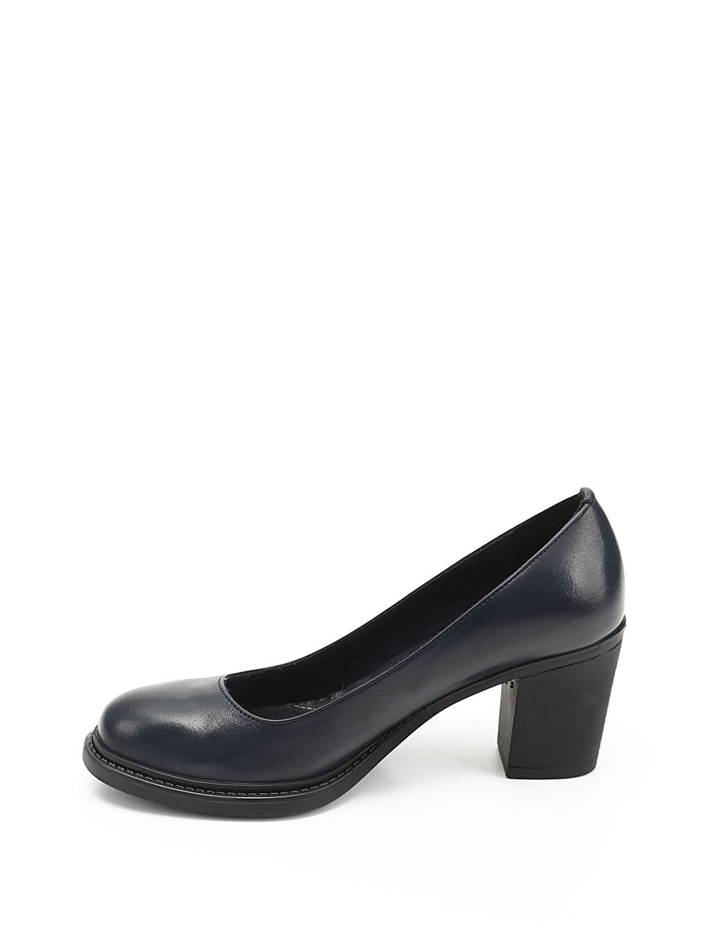 Lacivert Kadın AÇIK LACİVERT Orta Kalın Topuklu Hakiki Deri Ayakkabı-2