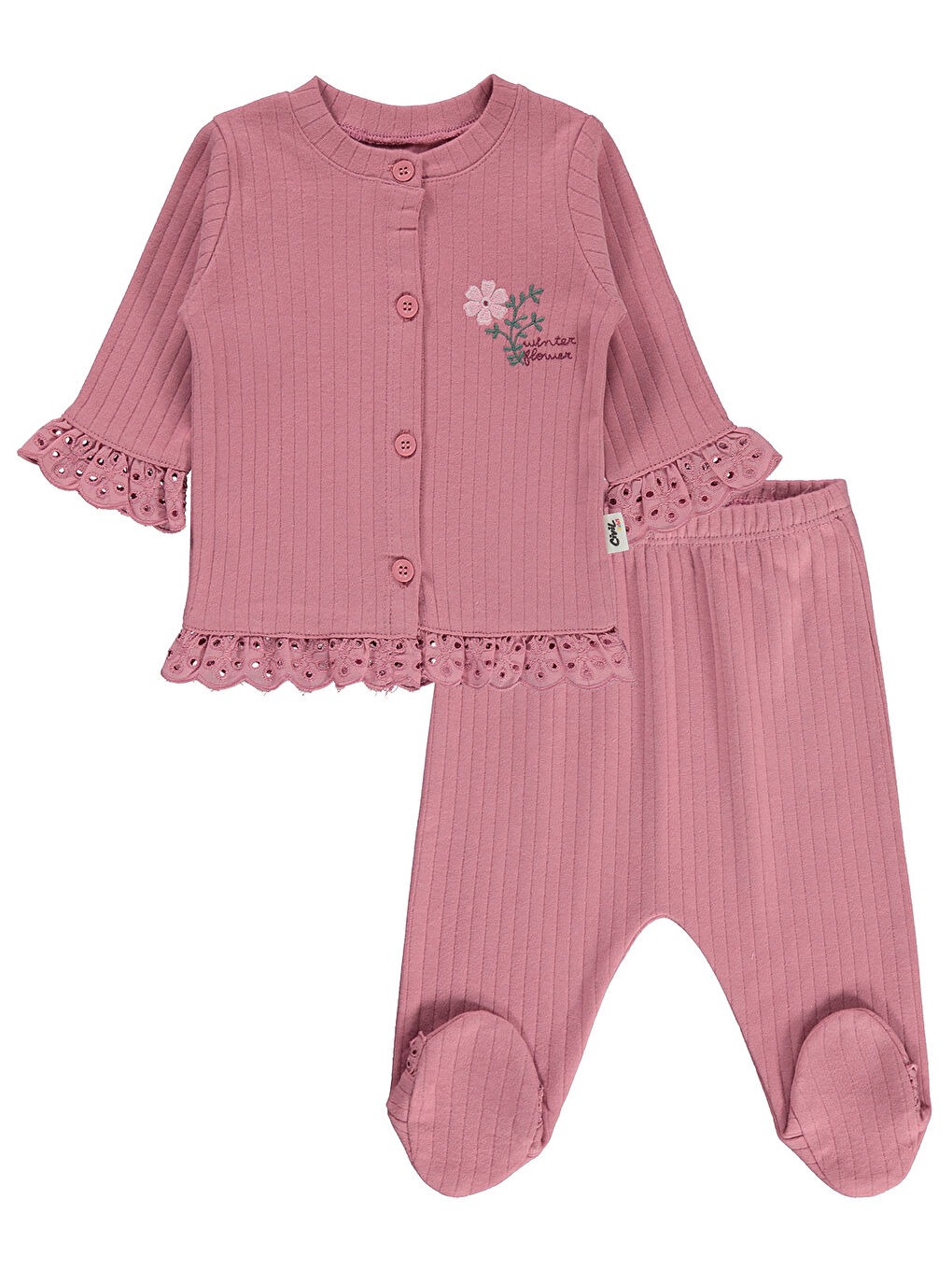 Civil Pembe Baby Kız Bebek Pijama Takımı 1-9 Ay Gül Kurusu