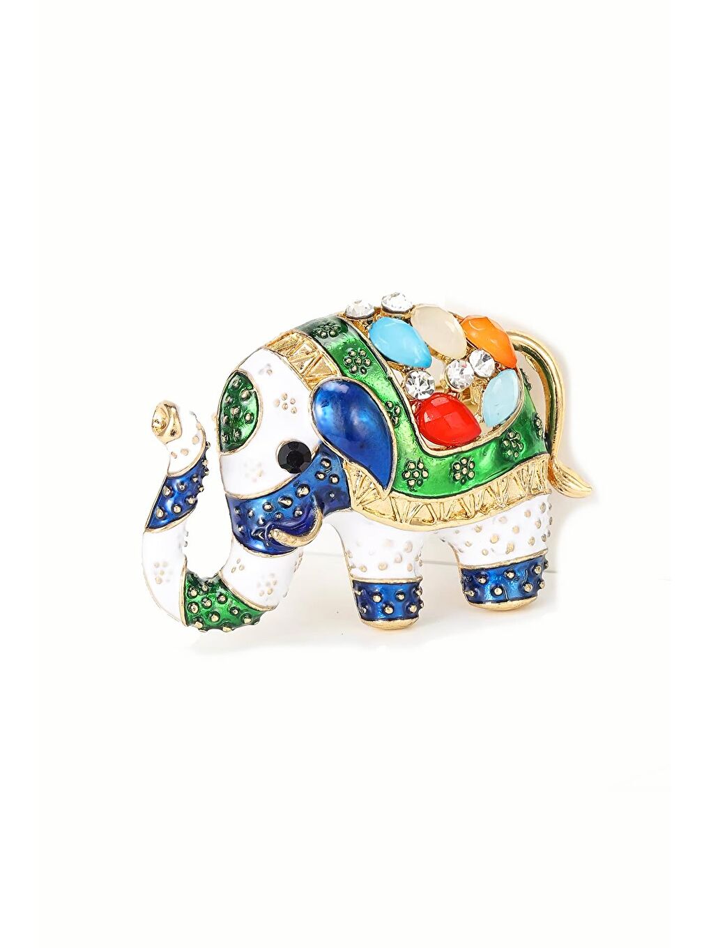 Sarı Mineli ve Taşlı Küçük Fil Broş Yaka İğnesi-2