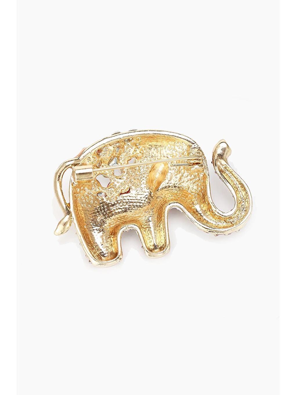 Sarı Mineli ve Taşlı Küçük Fil Broş Yaka İğnesi-3