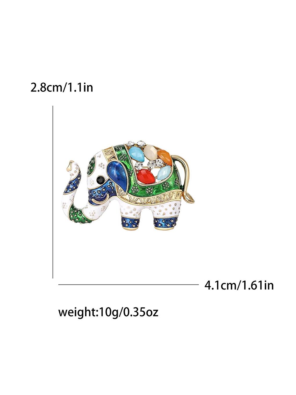Sarı Mineli ve Taşlı Küçük Fil Broş Yaka İğnesi-4