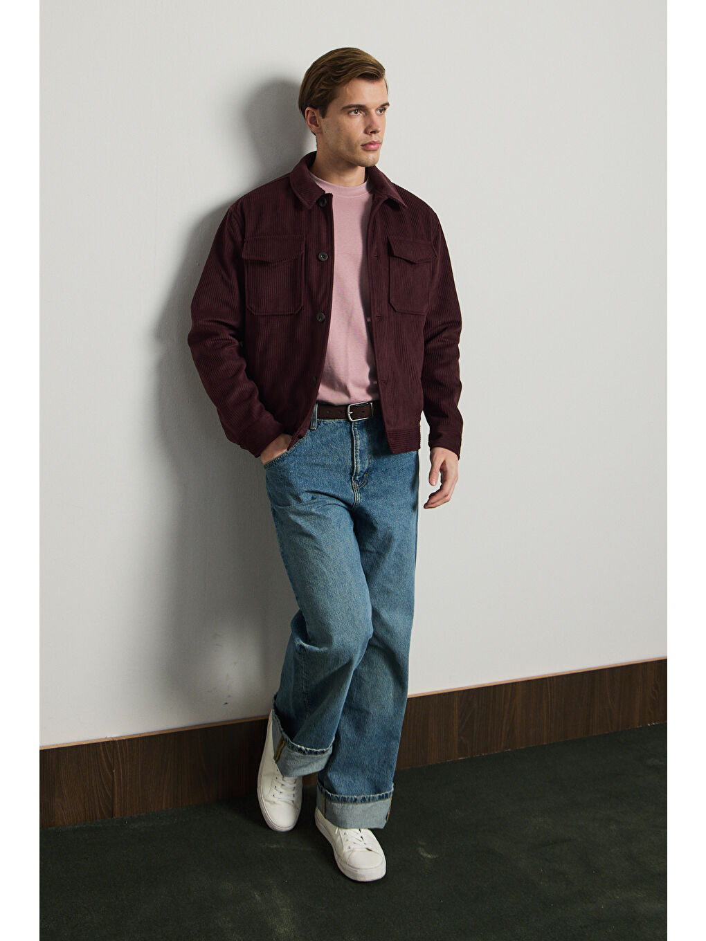 Erkek Premimum Kadife Ceket Bordo 4229DNGR-2