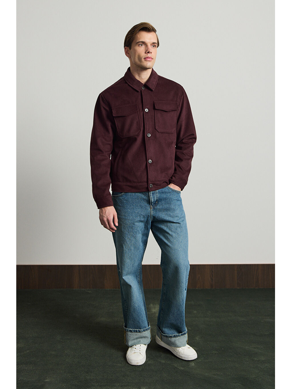 Erkek Premimum Kadife Ceket Bordo 4229DNGR-3