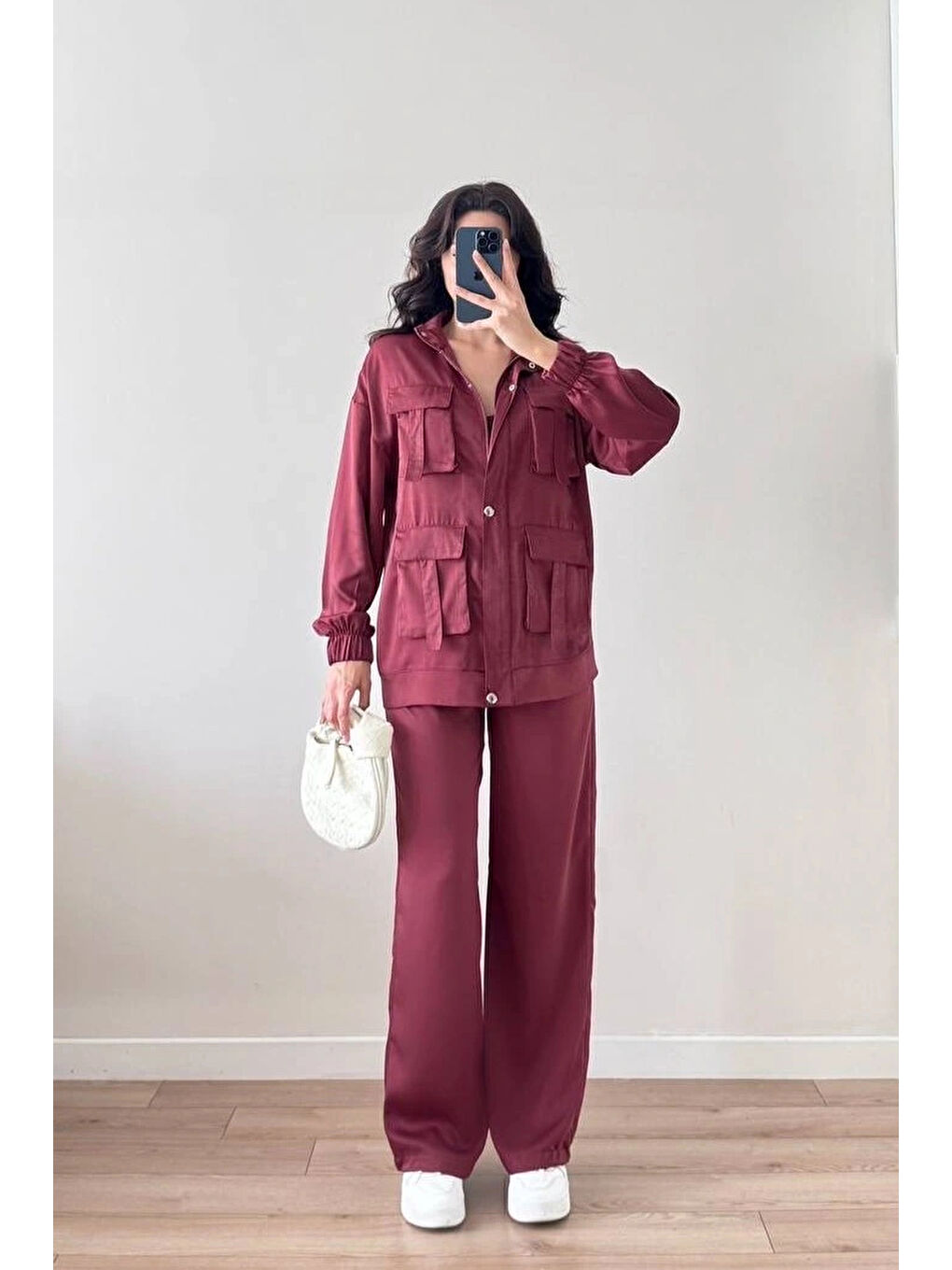 Kadın Bordo Ceket Pantolon Takım 1041-2708