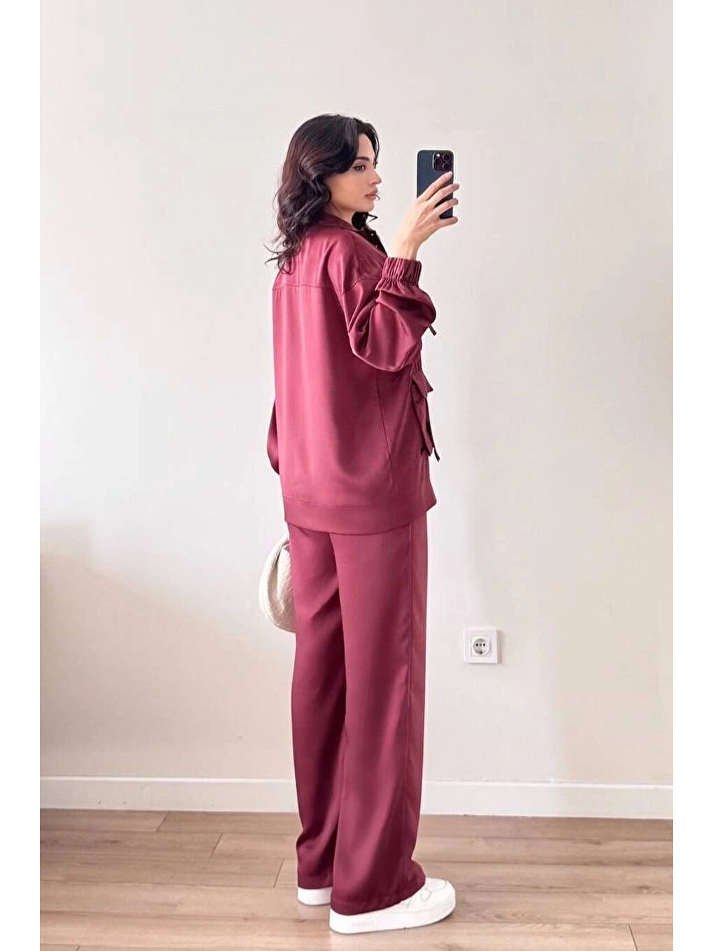 Kadın Bordo Ceket Pantolon Takım 1041-2708-1