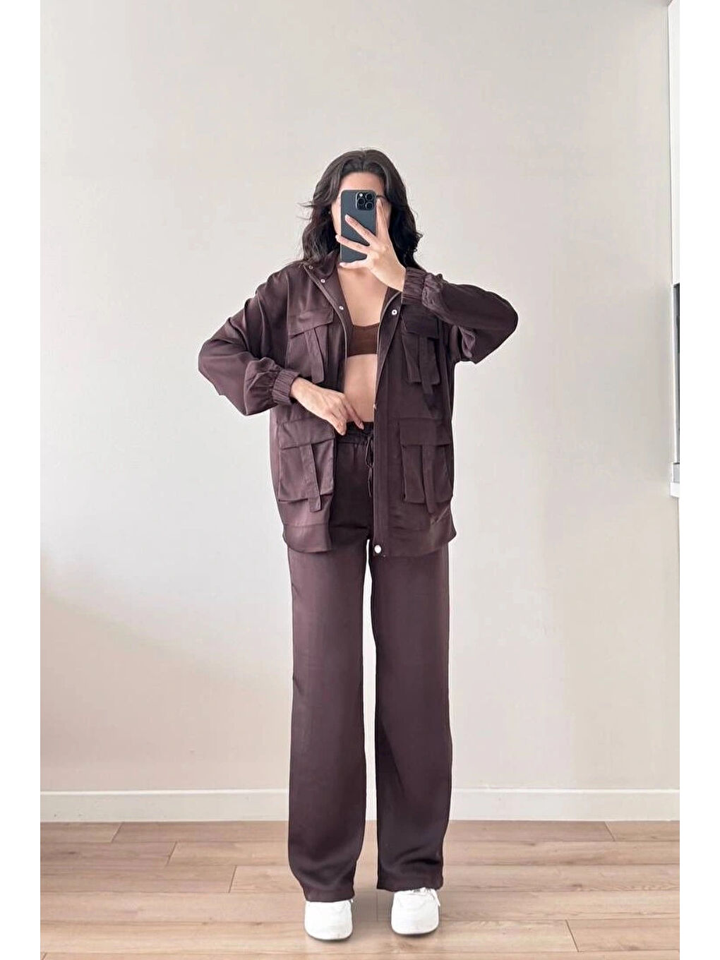 Kahverengi Kadın Kahve Ceket Pantolon Takım 1041-2708-1