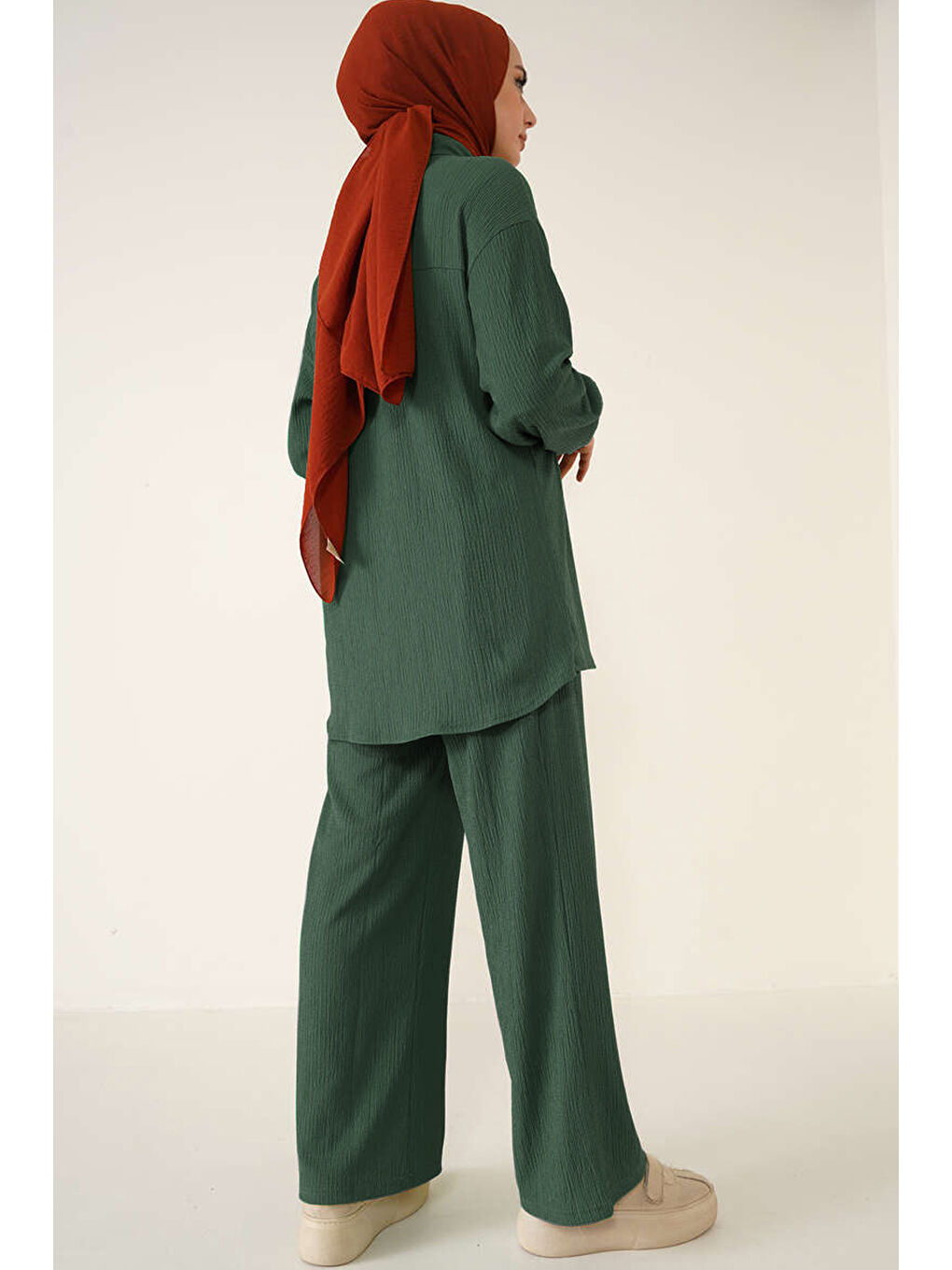 T5858 Örme Tesettür İkili Takım - Zümrüt Yeşili-7