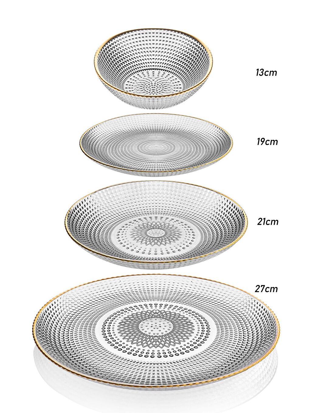 Renksiz 24 Parça 6 Kişilik Kare Çizgili Cam Yemek Takımı-3