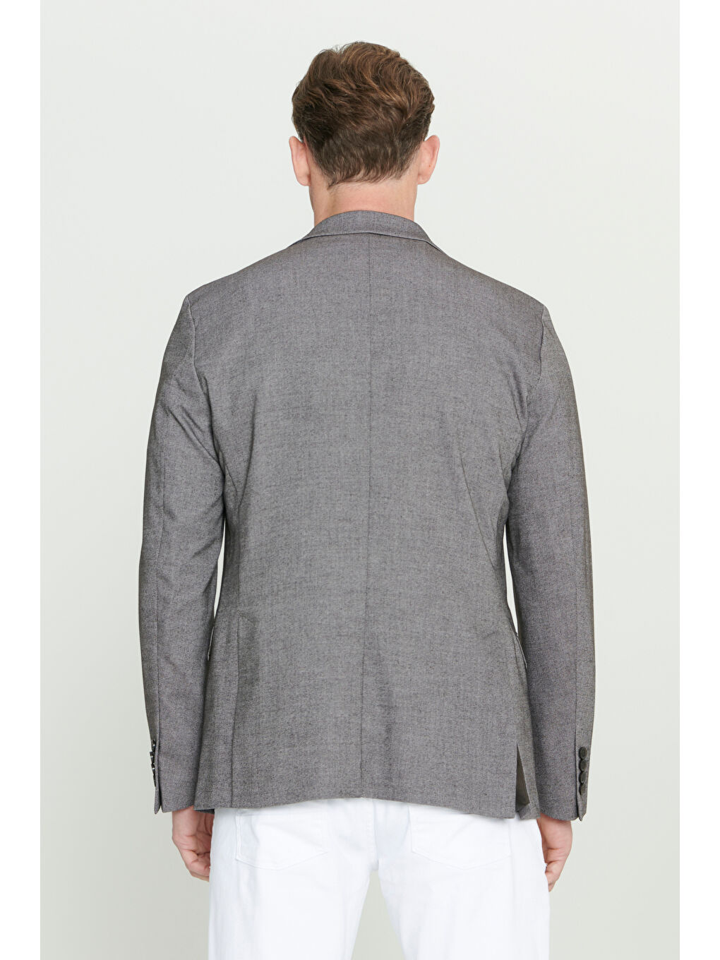 Erkek Kahverengi Slim Fit Dar Kesim Mono Yaka Desenli Ceket-5