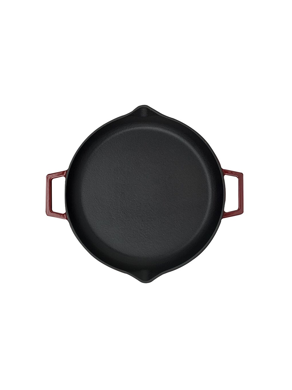 Bordo Yuvarlak Kızartma Tavası Cam Kapaklı Döküm Demir Yekpare Çift Kulplu Çap(Ø)30cm.-2