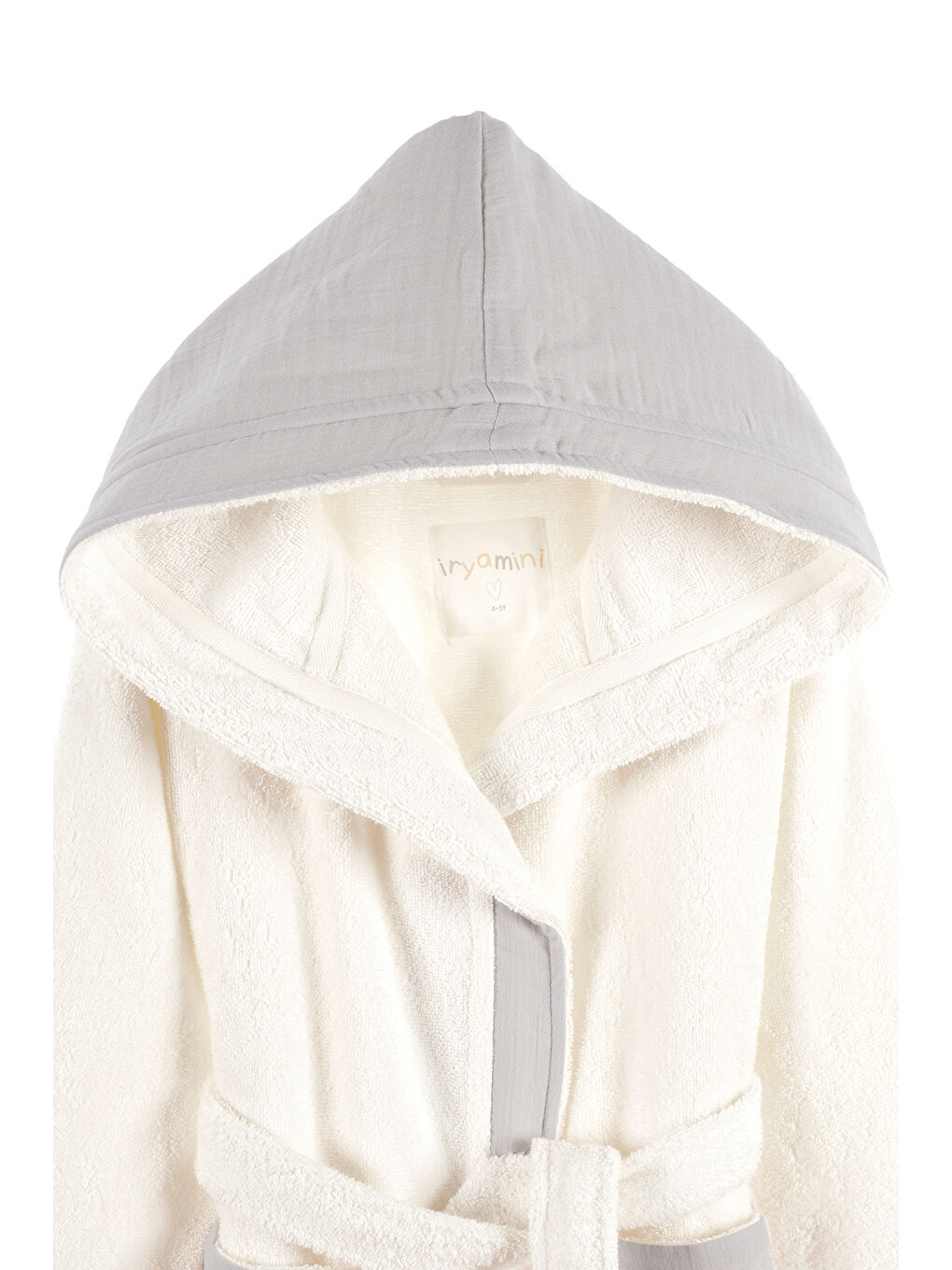 Joy of Colors Organik Pamuk Müslin Detaylı Çocuk Bornoz Gri-2