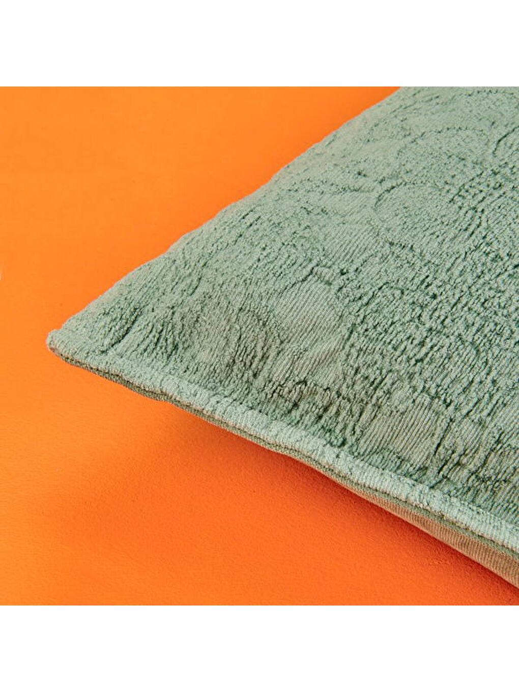 Soft Şönil Çiçek Kırlent Kılıfı - Yeşil - 45x45 cm-3