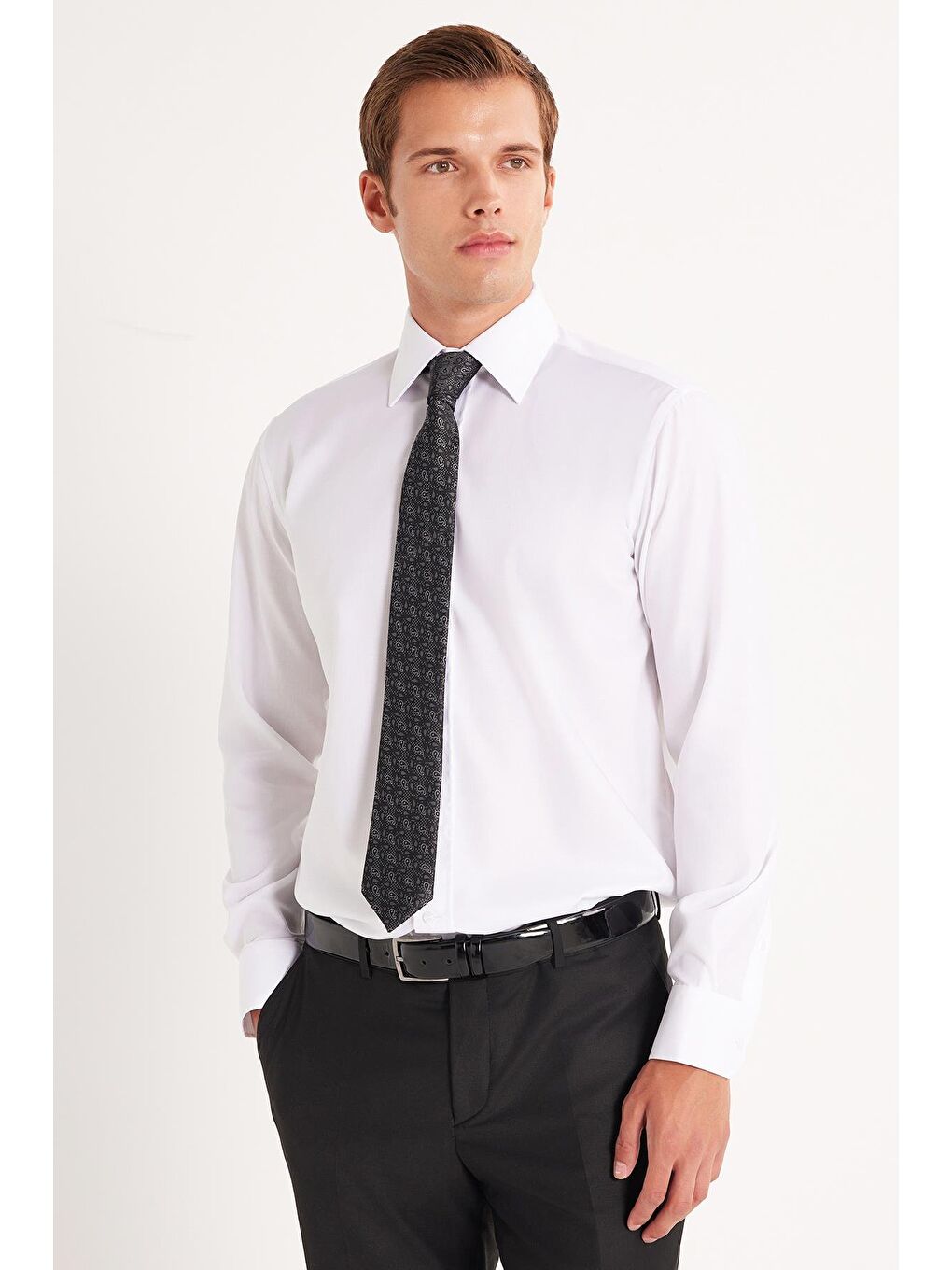 Erkek Regular Fit Beyaz Non-Iron %100 Pamuk Doğa Dostu Ekoteks Belgeli Ütü Gerektirmez Beyaz Gömlek-3