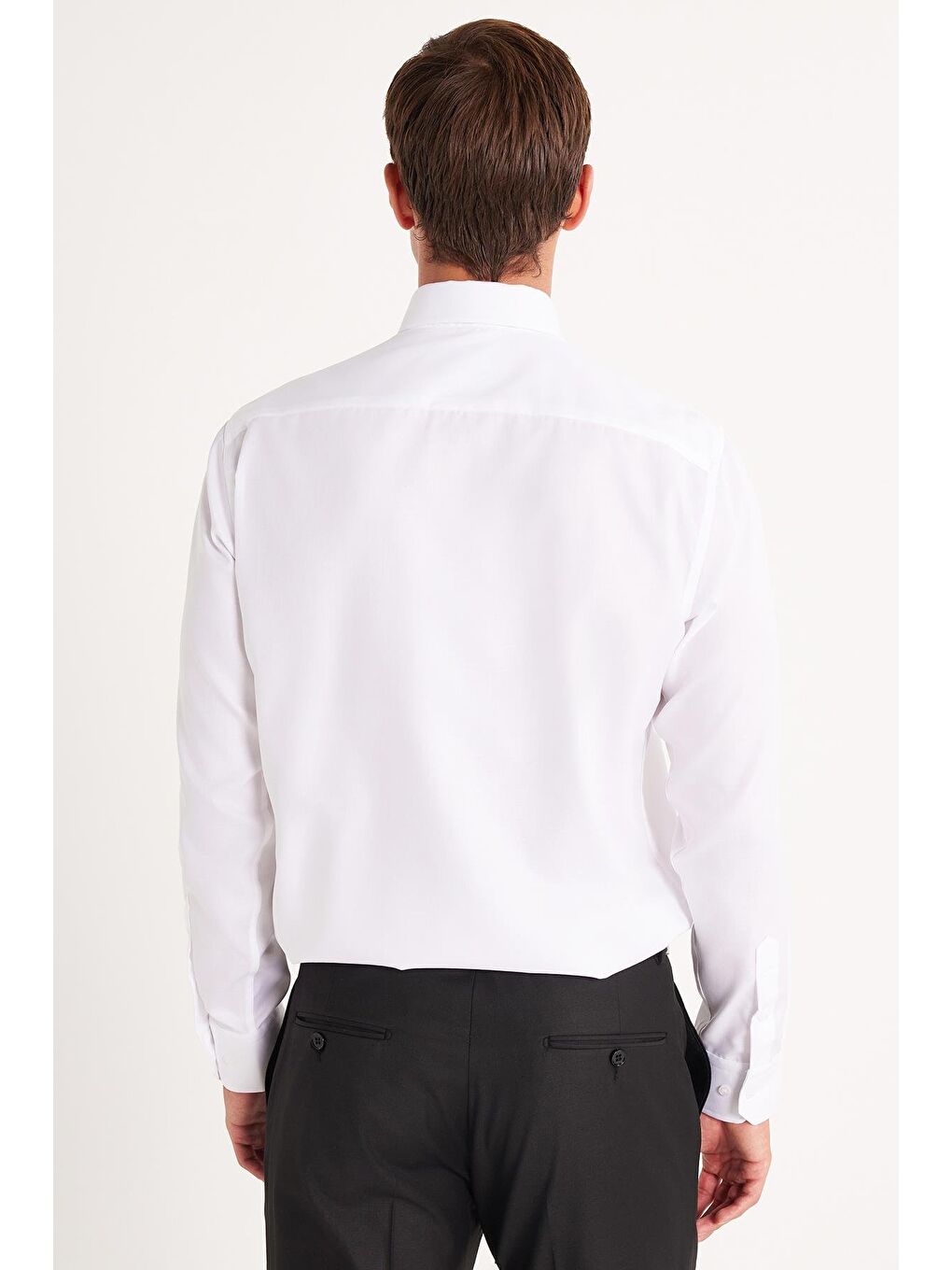 Erkek Regular Fit Beyaz Non-Iron %100 Pamuk Doğa Dostu Ekoteks Belgeli Ütü Gerektirmez Beyaz Gömlek-4