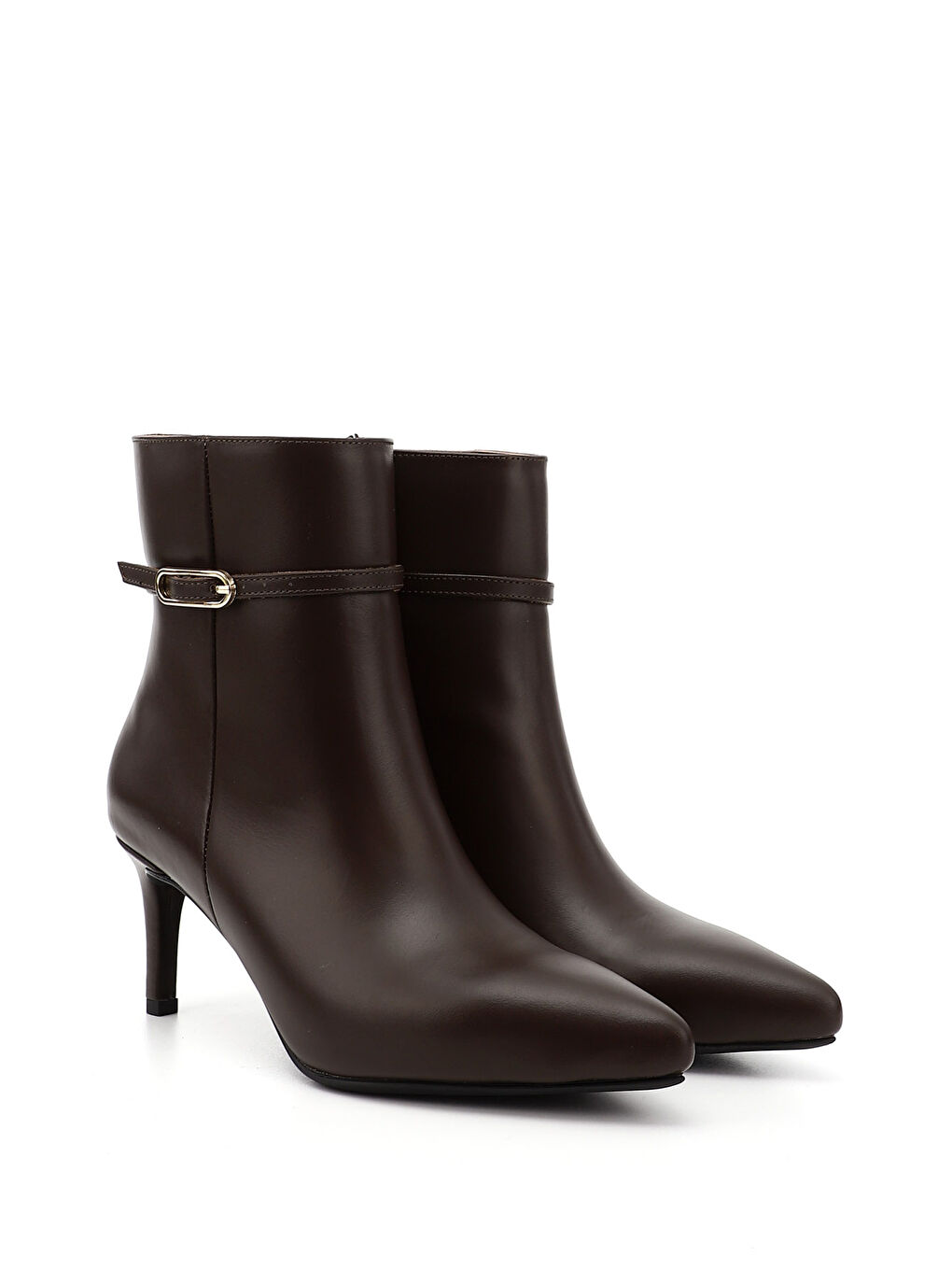 Kahverengi Kadın ÇİKOLATA KAHVE Fermuarlı İnce Topuklu Hakiki Deri Bot-1