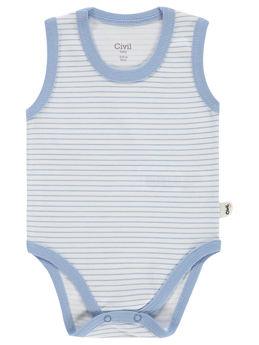 Lila Baby Çizgili 3-36 Ay Çıtçıtlı Badi - Mavi