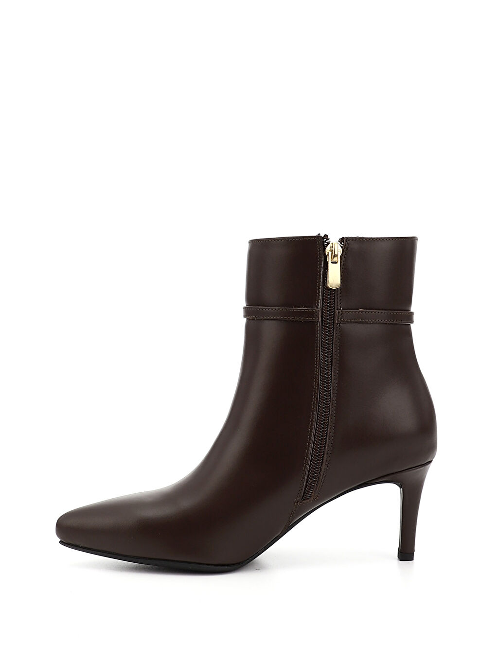 Kahverengi Kadın ÇİKOLATA KAHVE Fermuarlı İnce Topuklu Hakiki Deri Bot-2