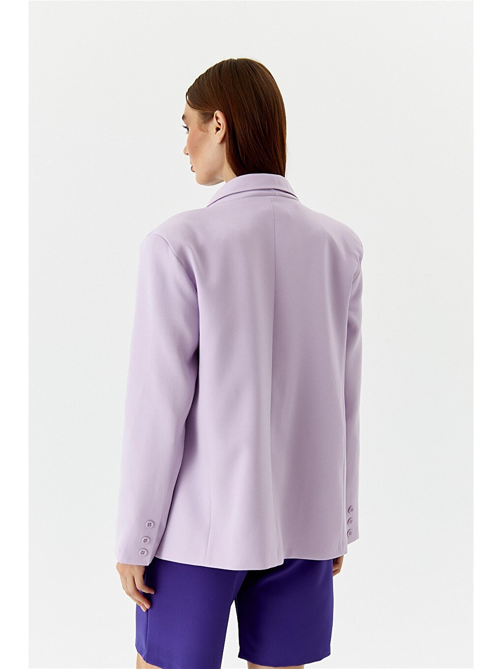 Tek Düğmeli Blazer Lila Kadın Ceket-4