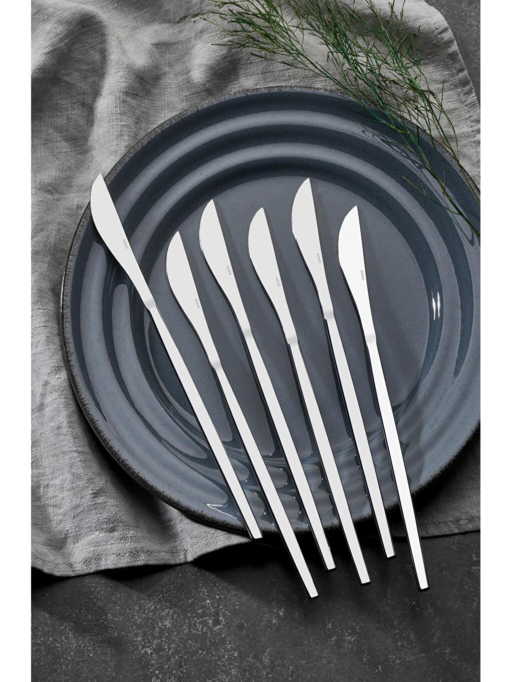 Gri Aris Modern Görünümlü Yemek Bıçak 6'lı 18/10