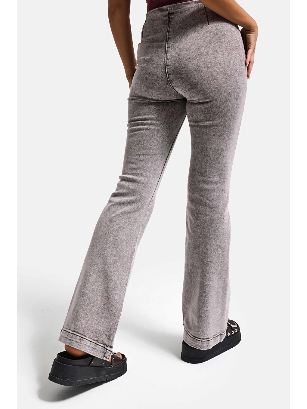 Kadın Gri 3s6-158 Flare Fit Esnek Kumaş Denim Jean-1