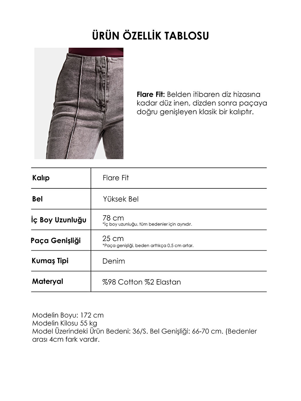 Kadın Gri 3s6-158 Flare Fit Esnek Kumaş Denim Jean-2