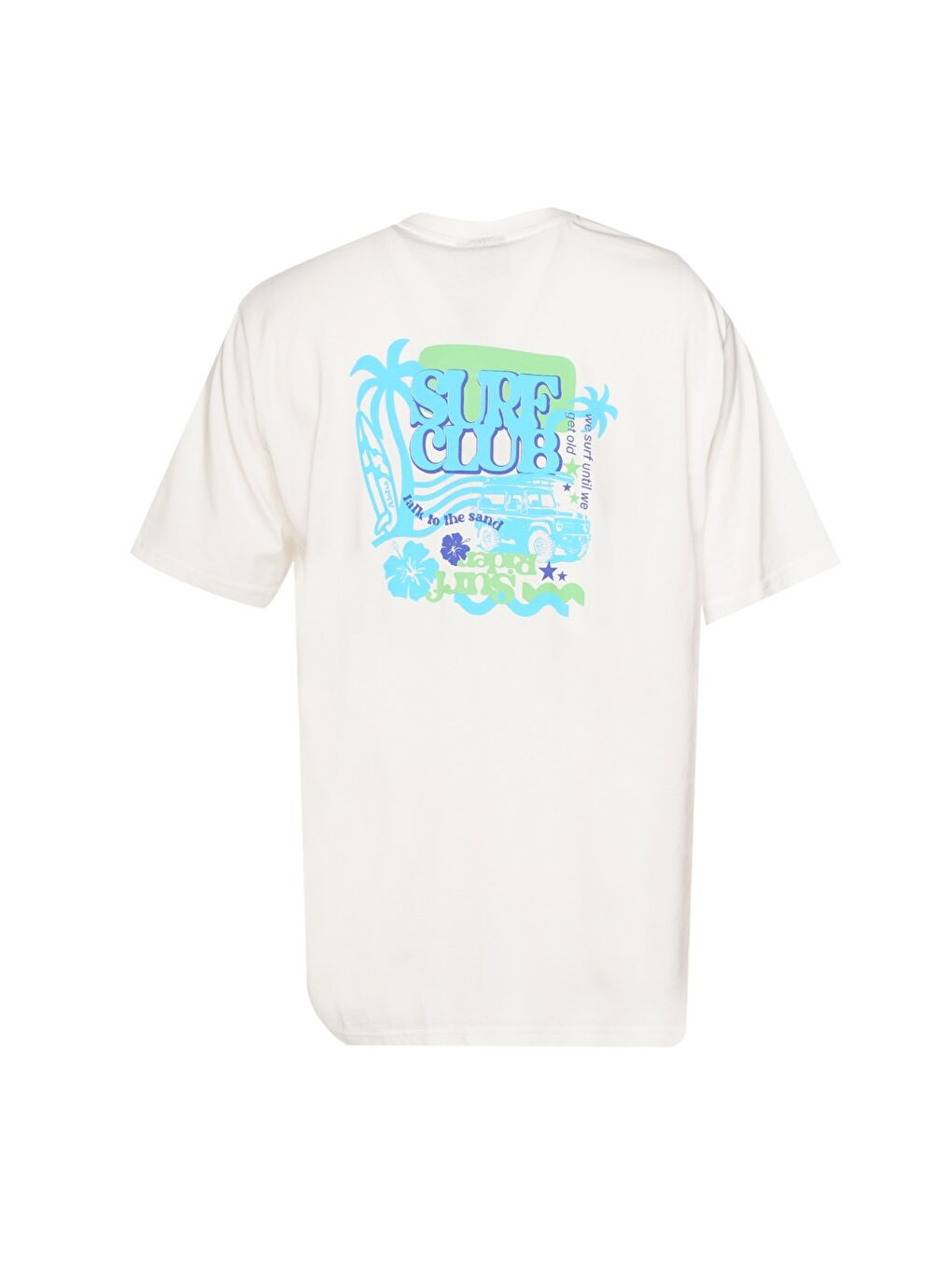 Lessi Oversize Erkek Beyaz Yuvarlak Yaka Tişört-2