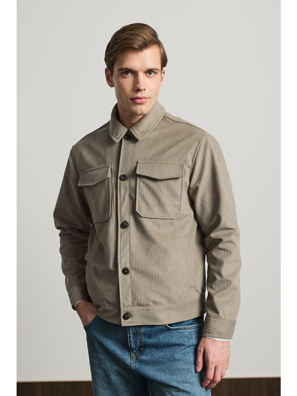 Erkek Premimum Kadife Ceket Bej 4229DNGR-1