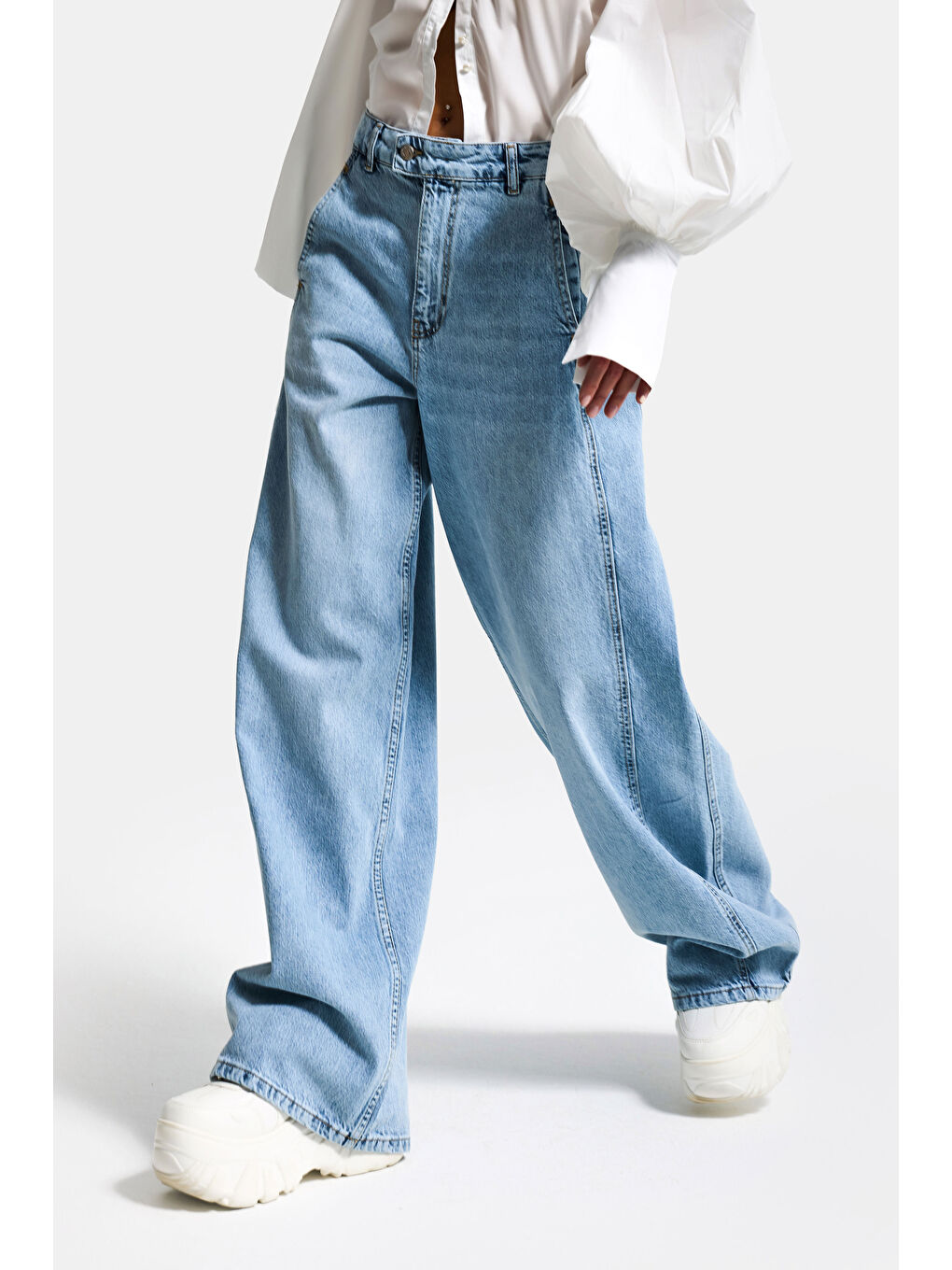 Mavi Kadın Ice 4s6-3 Barrel Yüksek Bel Fit Süper Bol Kesim Kemer Detaylı Tasarım Denim Jean-2