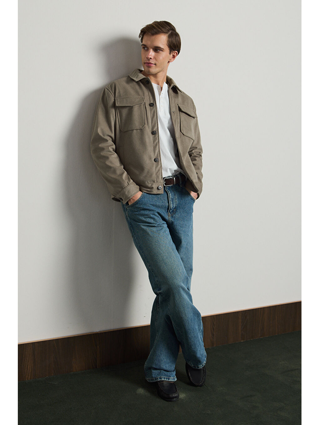 Erkek Premimum Kadife Ceket Bej 4229DNGR-5