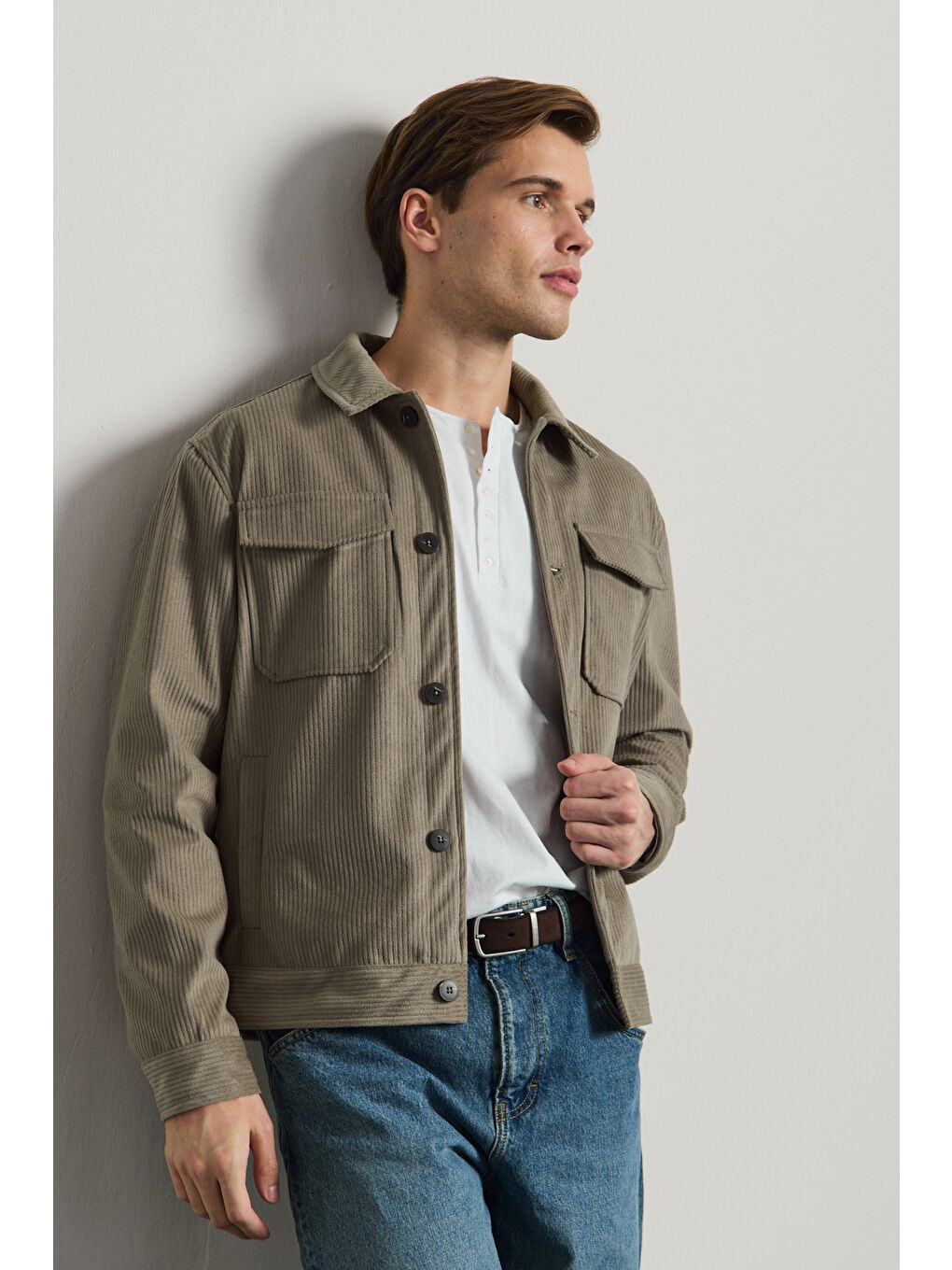 Erkek Premimum Kadife Ceket Bej 4229DNGR-6