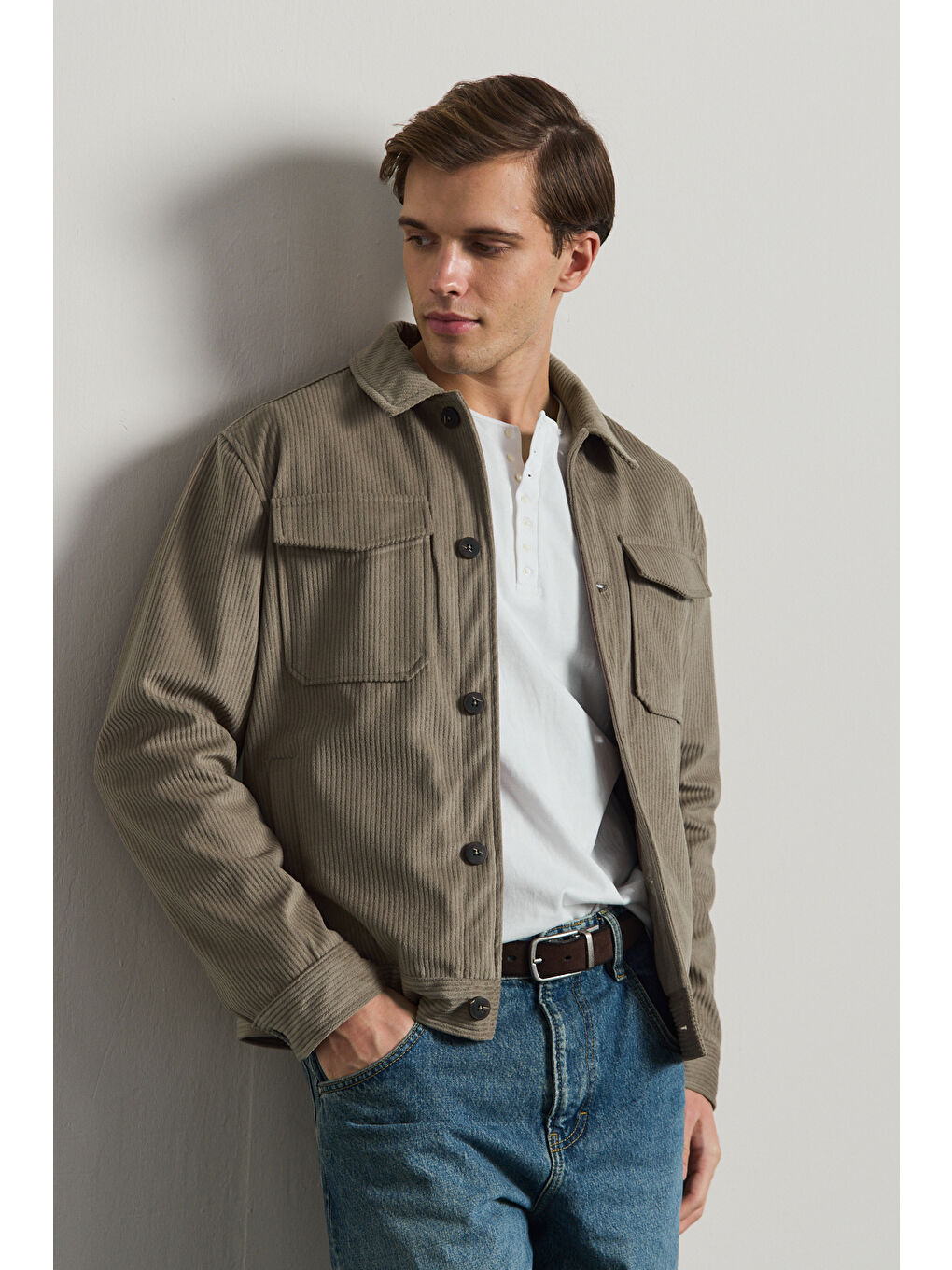 Erkek Premimum Kadife Ceket Bej 4229DNGR-7