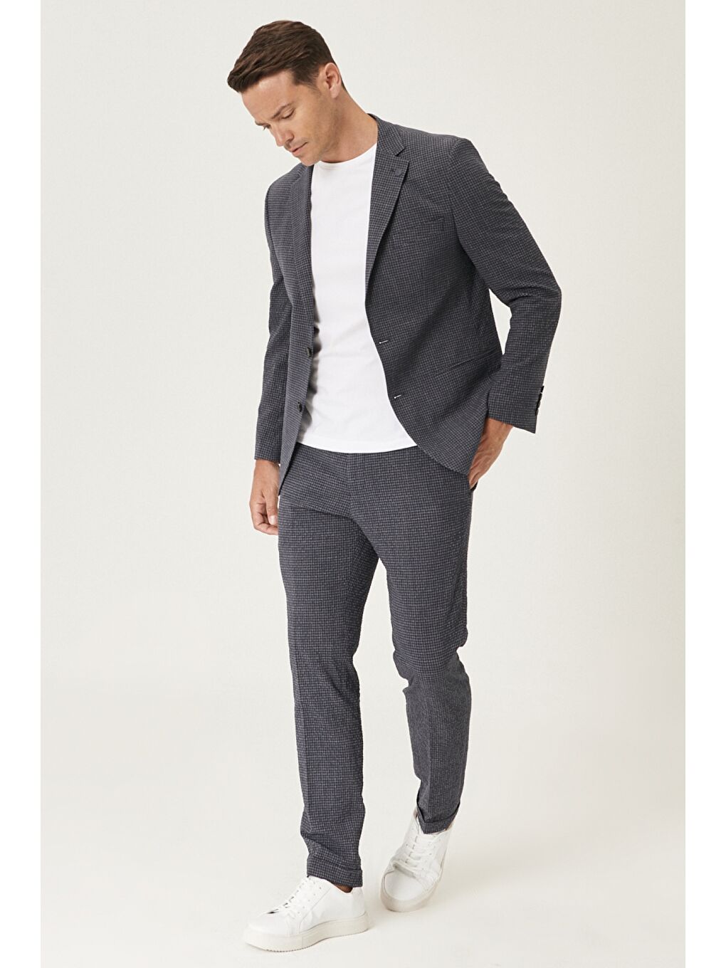 Erkek Antrasit Slim Fit Dar Kesim Su Geçirmez Nano Takım Elbise-2