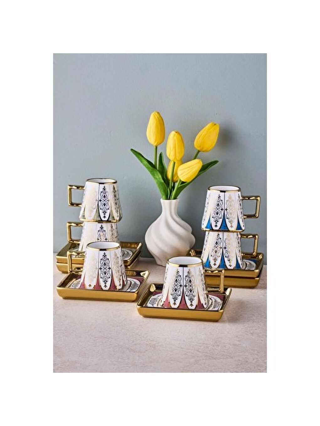 Karışık Perottı 1301040131 Ottoman Fıncan Takımı Kutu Çok Renkli