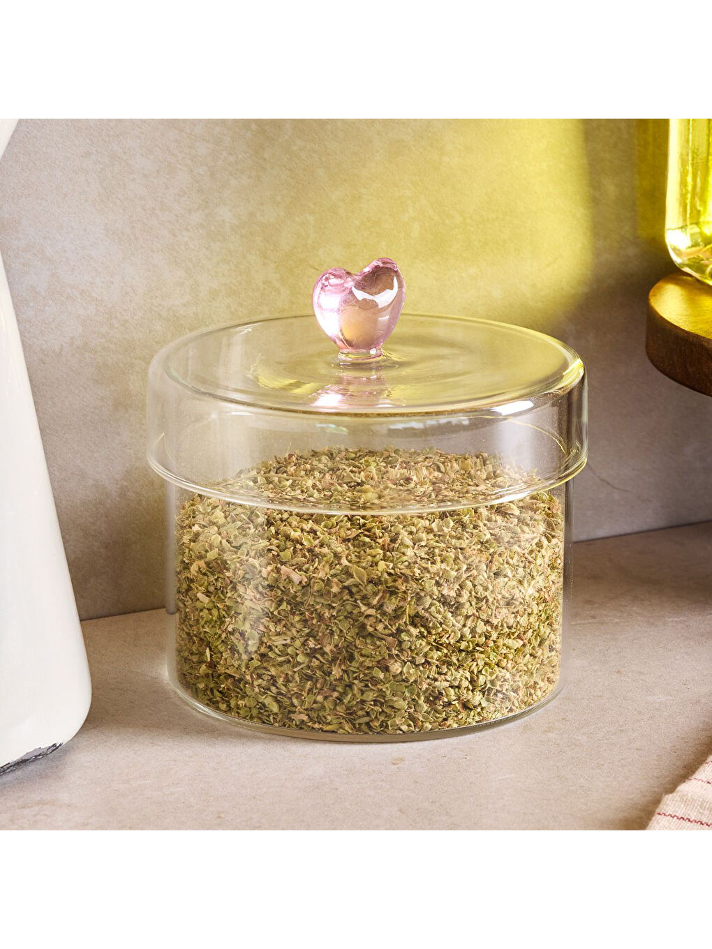 Renksiz Hearts Borosilikat Cam Kavanoz 450 ml 10x8 cm