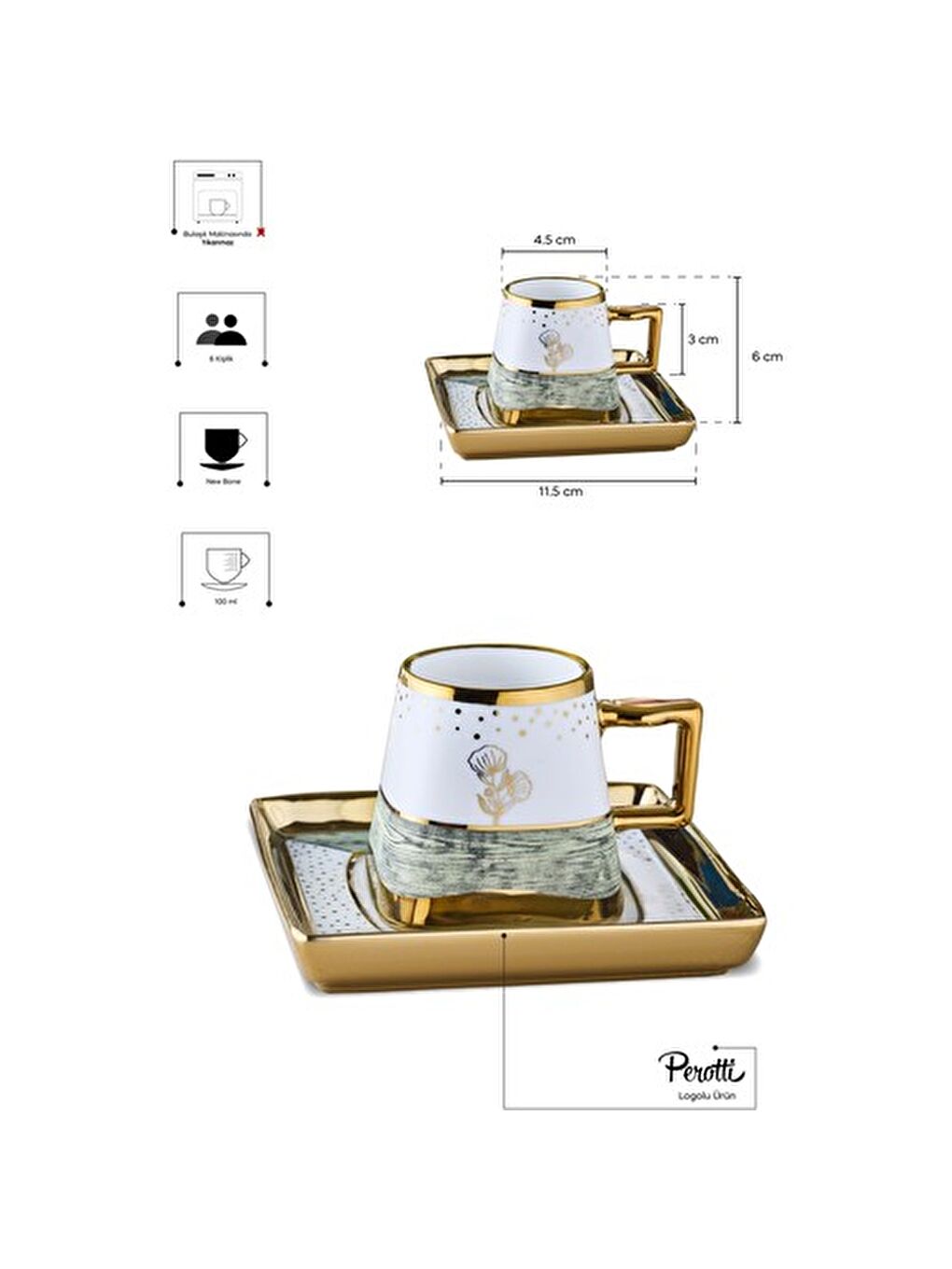 Karışık Perottı 1301040131 Ottoman Fıncan Takımı Kutu Çok Renkli-3